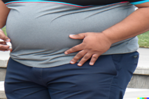 Person with obese abdomen